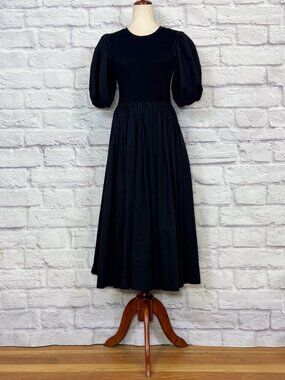 En Saison Black Cotton Midi Dress